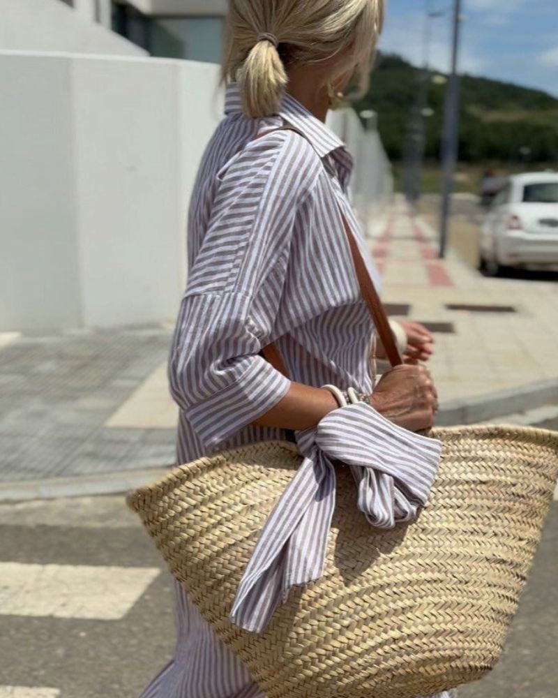 Nikki | Classic Striped Lace tropezienne Shirt Dress