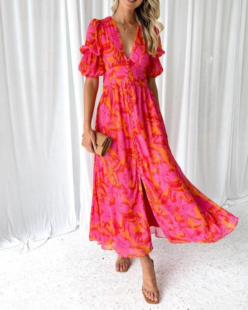 Azure - Red Rose Maxi Dress