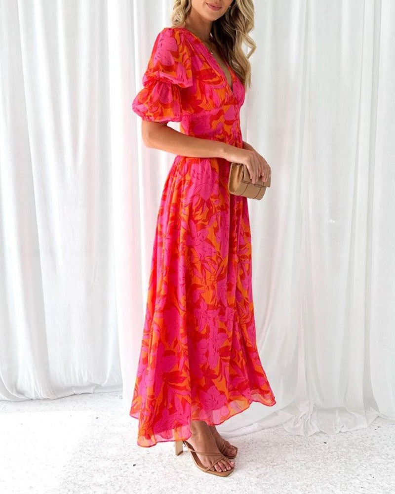 Azure - Red Rose Maxi Dress